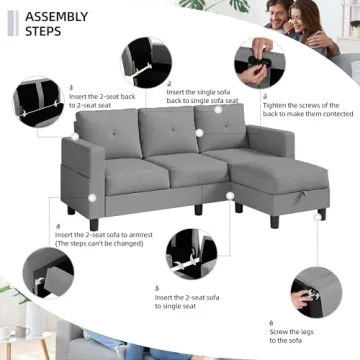 Shintenchi Adjustable Sectional Sofa for Small Spaces