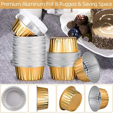 Gold Disposable Ramekins with Lids for Mini Desserts