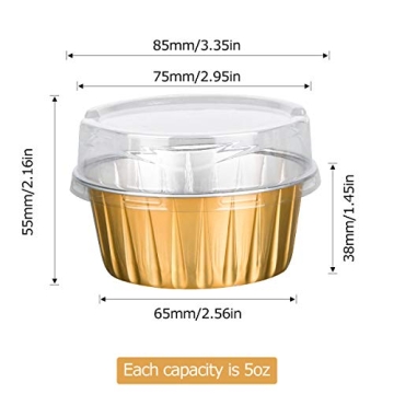 Gold Disposable Ramekins with Lids for Mini Desserts