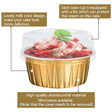 Gold Disposable Ramekins with Lids for Mini Desserts
