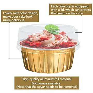 Gold Disposable Ramekins with Lids for Mini Desserts