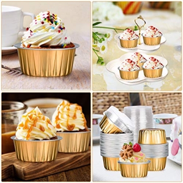 Gold Disposable Ramekins with Lids for Mini Desserts