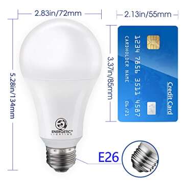 Super Bright 50/100/150W 3-Way A21 LED Light Bulb, 800/1600/2200 Lumens, 3000K Warm White, Non-dimmable, E26 Base, UL Listed, 2-Pack