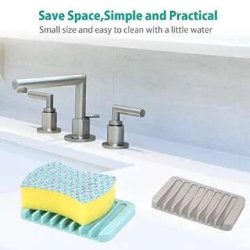 3PCS Self Draining Soap Holder, Premium Silicone Soap Dish, Soap Saver for Shower, Bathroom, Kitchen, Bath Tub, Sponges,Keep Soap Bars Dry Clean,Easy Clean,Extend Soap Life (White)