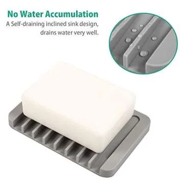 3PCS Self Draining Soap Holder, Premium Silicone Soap Dish, Soap Saver for Shower, Bathroom, Kitchen, Bath Tub, Sponges,Keep Soap Bars Dry Clean,Easy Clean,Extend Soap Life (White)
