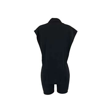 nqgsntc Women’s Asymmetrical Hem Button Down Oversized Vest Top Bodycon Shorts 2 Piece Outfits Matching Set