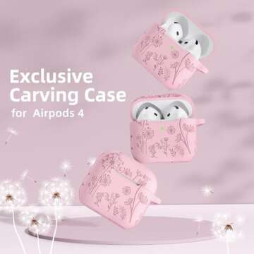 Lerobo AirPods 4 Case Cover - Stylish Pink Silicone Case with Cleaner Kit