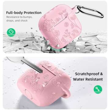 Lerobo AirPods 4 Case Cover - Cute Pink Silicone Protective Case