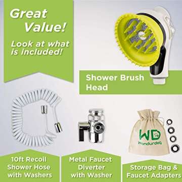 Wondurdog Quality Sink Faucet Pet Wash Kit with Splash Shield Handle and Rubber Grooming Teeth. Fits...