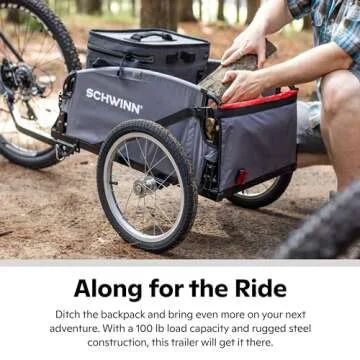 Schwinn Daytripper Cargo Trailer for Bike, 100 lbs. Max Weight Capacity, Collapsible Frame With Quick-Release Wheels, Air-Filled Tires, Yellow/Grey