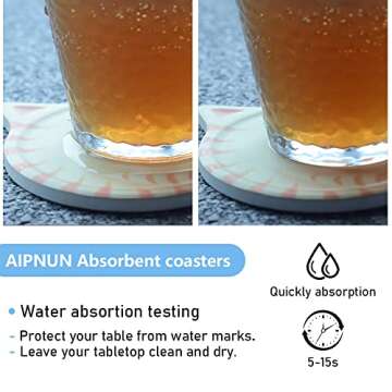 Funny Cat Themed Absorbent Ceramic Drink Coasters, Perfect for Cat Decor and Gift for Cat Lovers, Bi...