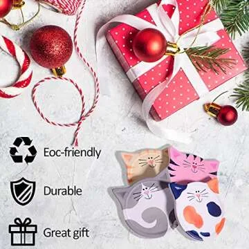 Funny Cat Themed Absorbent Ceramic Drink Coasters, Perfect for Cat Decor and Gift for Cat Lovers, Birthday, Christmas, Housewarming