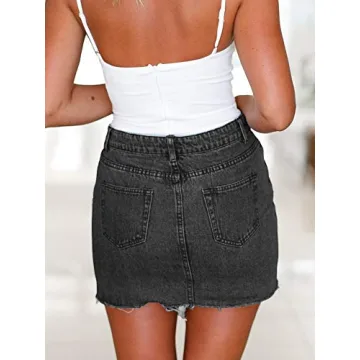 Just Quella Women's High Waisted Jean Skirt Slim Fit