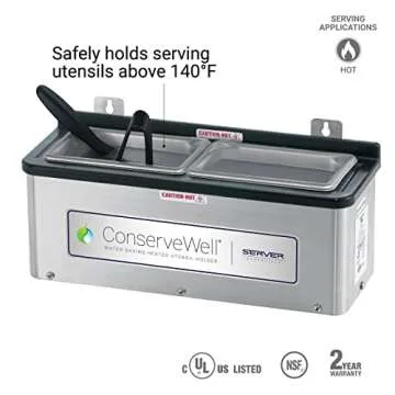 Server Products ConserveWell Heated Utensil Holder Dipper Well, Wall Mount, Stainless Steel, 87740