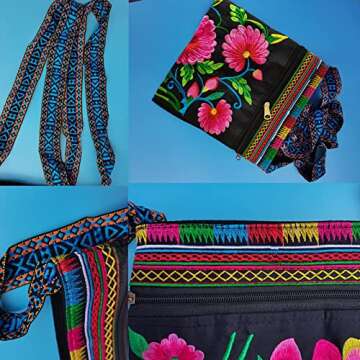 PHEVOS Hobo Crossbody Bag for women, Vintage Ethnic Tribal Embroidered Boho Hippie Tote Handbags Shoulder Purse