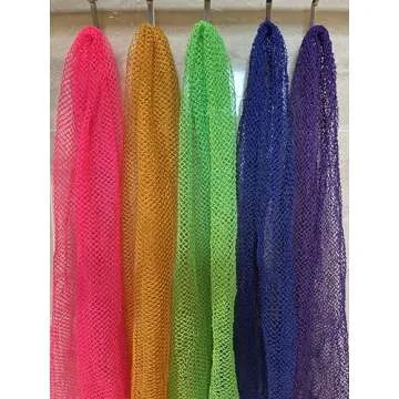 2 Pieces African Net Sponge, Long African Exfoliating Net, Net Bath Sponge Shower Body Scrubber Back Scrubber Skin Smoother, Stretches to Approximately 63" (Blue&Purple)