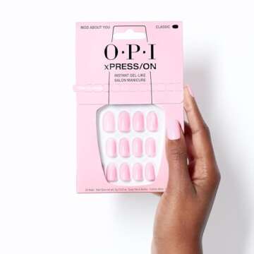 OPI xPRESS/ON Press on Nails | Short Round Light Solid Nail Art Press On Nails | With Nail Glue | Long Lasting, Reusable, Non-damaging