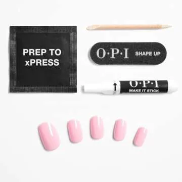 OPI xPRESS/ON Press on Nails | Short Round Light Solid Nail Art Press On Nails | With Nail Glue | Long Lasting, Reusable, Non-damaging