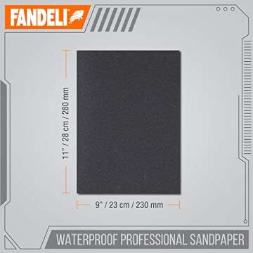 Fandeli | Waterproof Sandpaper | for Car Polishing, Wooden Furniture Sanding and Metal Sanding | Water Resistant (Assorted Grits (220, 320, 400))