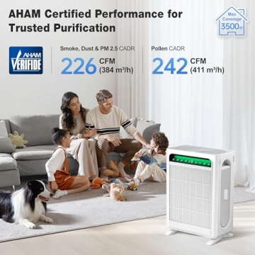 KNKA Air Purifier for Home Bedroom - HEPA Air Cleaner with Washable Pre-Filter, AHAM Verified, AQI D...