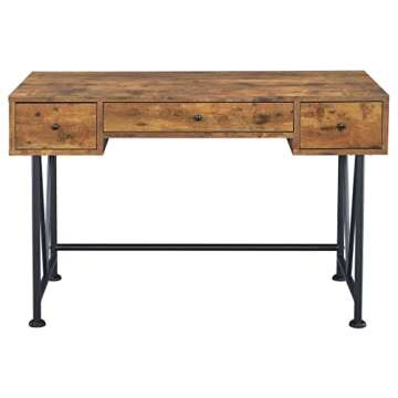 Stylish Rustic 47-Inch Writing Desk with Storage