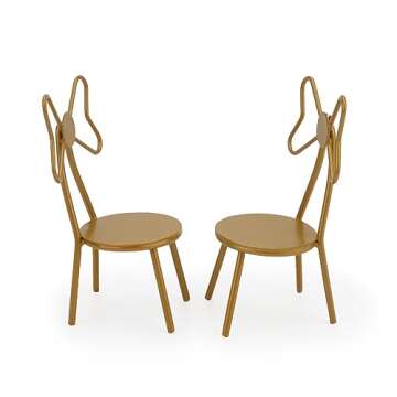 Miniature Chairs Set of 2Pcs Dollhouse Furniture Bistro Chair (Pack of 2) Butterfly Backrest Designe...