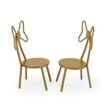 Miniature Chairs Set of 2Pcs Dollhouse Furniture Bistro Chair (Pack of 2) Butterfly Backrest Designe...