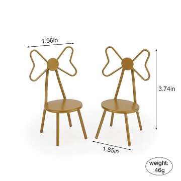 Miniature Chairs Set of 2Pcs Dollhouse Furniture Bistro Chair (Pack of 2) Butterfly Backrest Designed Miniature Soldier Metal Chair Model Accessories Iron Dinning Chair Decoration (Yellow)