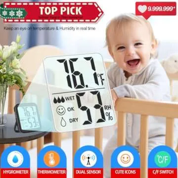 Antonki 2 Pack Room Thermometer for Home, Indoor Hygrometer Humidity Meter Gauge, Digital Temperatur...