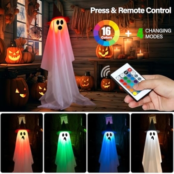 Light Up Ghosts Decorations Remote Control 2 Pack