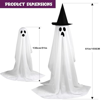 Light Up Ghosts Decorations Remote Control 2 Pack