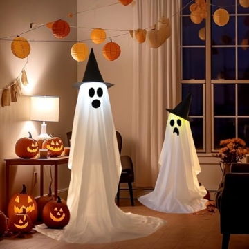 Light Up Ghosts Decorations Remote Control 2 Pack