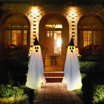 Light Up Ghosts Decorations Remote Control 2 Pack