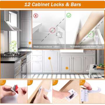 Baby Proof Kit, 58 Packs Baby Proofing Kit Essentials Child Proofing Appliance with Cabinet Locks, C...