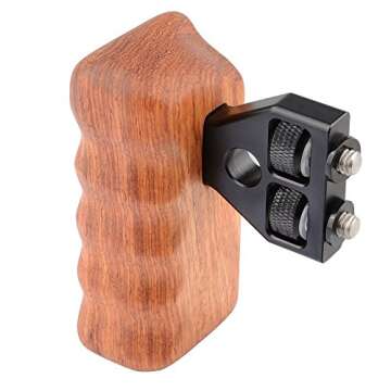 CAMVATE DSLR Wooden Handle for Right Grip Mount Support for DV Video Cage Rig(Right Hand) - 1476