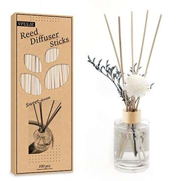 VFULIE 100PCS Reed Diffuser Sticks, 10 Inch Natural Rattan Wood Sticks Essential Oil Aroma Diffuser ...