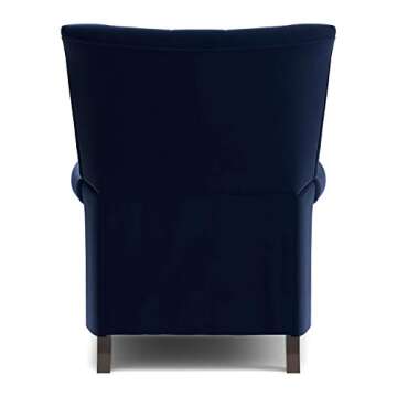 Domesis Kursi 32.5" Wide Rolled Arm Classic and Traditional Push Back Recliner Chair with Solid Wood Spindle Legs, Tufted Back with Nail Head Trim for Living Room, Bedroom, Navy Blue Velvet