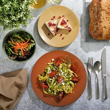 Gibson Elite Capetown Assorted Color Reactive Glaze Round Stoneware Dinnerware, Black, Yellow, Orange, Green, Service for Four (12pcs)