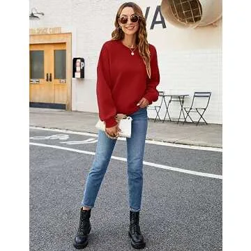LOMON Women's Crewneck Casual Oversized Sweatshirt