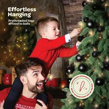 Christmas Ornaments Set of 36 - Beautiful [Black] Christmas Tree Decorations Ornaments Set - 6 Style Christmas Ball Ornaments - Shatterproof/Pre-Strung - for Holiday/Party/Decorations/DIY