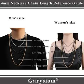 Garysiom 3 Pcs Chain Necklace for Men, 4mm Stainless Steel Gold Black and Silver Wheat Chains for Men Jewelry Gift, 24 Inches
