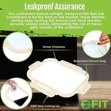 FIT Strong & Healthy Glass Meal Prep Containers - 3 Pack