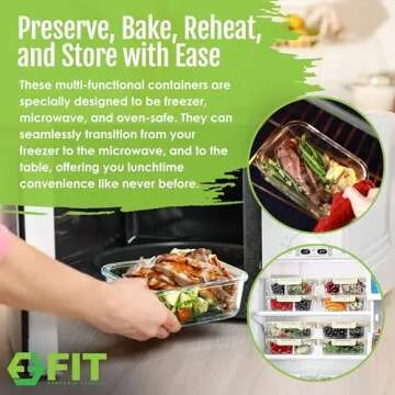 FIT Strong & Healthy Glass Meal Prep Containers - 3 Pack