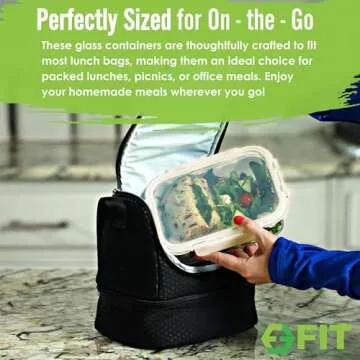 FIT Strong & Healthy Glass Meal Prep Containers - 3 Pack