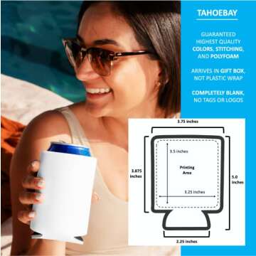 TahoeBay Blank Can Cooler Sleeves (5-Pack) Plain Soft Insulated Blanks for Soda, Beer, Water Bottles...