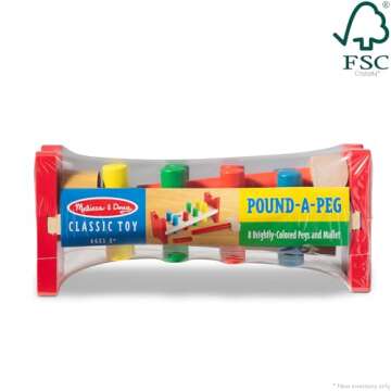 Melissa & Doug Deluxe Wooden Pound-A-Peg Toy With Hammer - FSC Certified