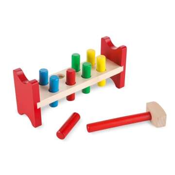 Melissa & Doug Deluxe Wooden Pound-A-Peg Toy With Hammer - FSC Certified