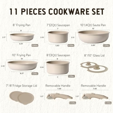 CAROTE Nonstick Cookware Set with Removable Handles 11pcs