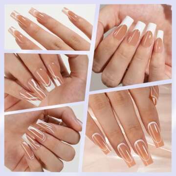 Misssix French Gel Nail Tips, 150Pcs French Tip Press on Nails Long Square Design, No Need to File T...