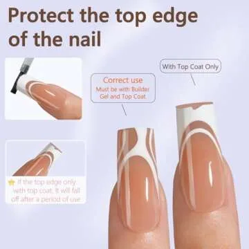 Misssix French Gel Nail Tips, 150Pcs French Tip Press on Nails Long Square Design, No Need to File Tips Pre-lasting, Fake Nails for Nail Art DIY 15 Sizes